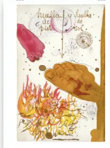 POSTER DEL DIARIO DE FRIDA KAHLO, HUELLA DE PIES Y HUELLA DE SOL